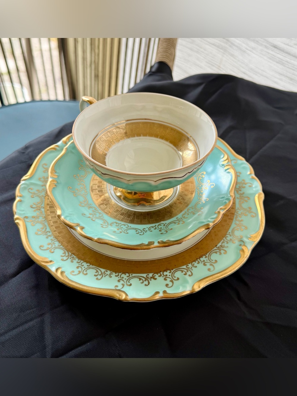 Vintage Bavaria Trio Tea Cup Saucer Dessert Plate German made Pattern # 689
